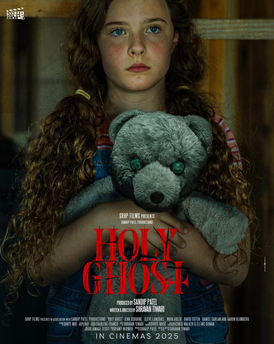 Holy Ghost poster — a girl holding a grey teddy bear